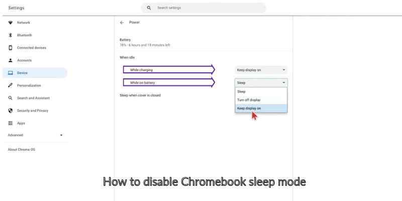 Chromebook sleep mode disable